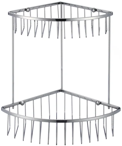Two-tier corner wire shelf