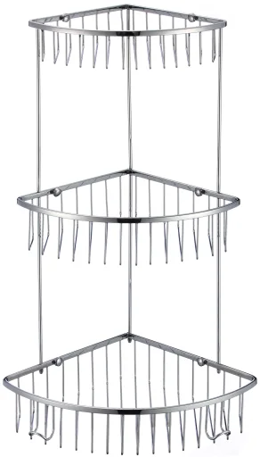 Three-tier corner wire shelf