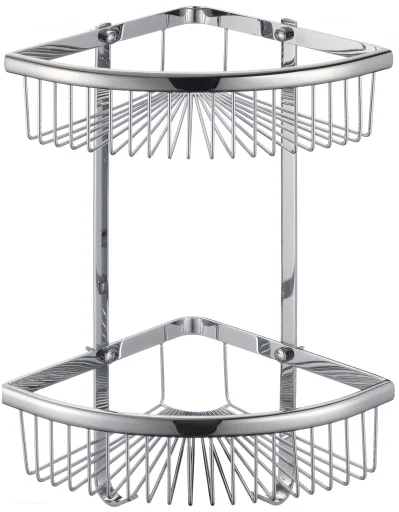 Two-tier corner wire shelf