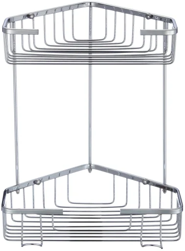 Two-tier corner wire shelf