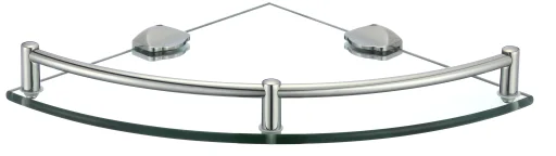 Single-tier corner glass shelf