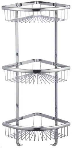 Three-tier corner wire shelf