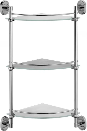 Three-tier corner glass shelf
