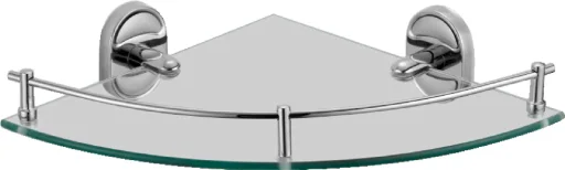 Single-tier corner glass shelf