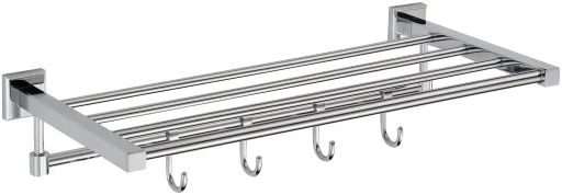 Towel shelf 50 cm with 4 hooks