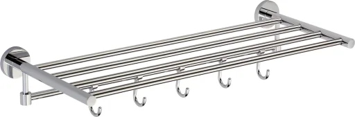 Towel shelf 60 cm with 5 hooks