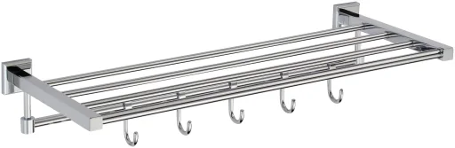 Towel shelf 60 cm with 5 hooks