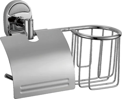 Toilet paper holder with air freshener basket