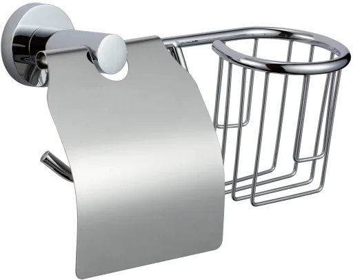 Toilet paper holder with air freshener basket