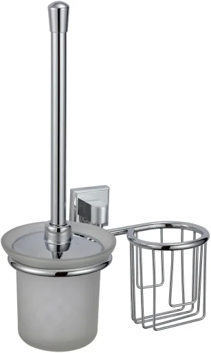 Toilet brush holder with air freshener basket